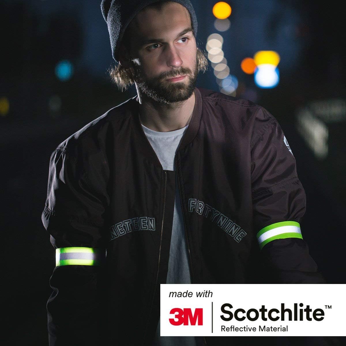 Salzmann Reflective Elastic Arm and Leg Bands | Made with 3M Scotchlite | Set of 4