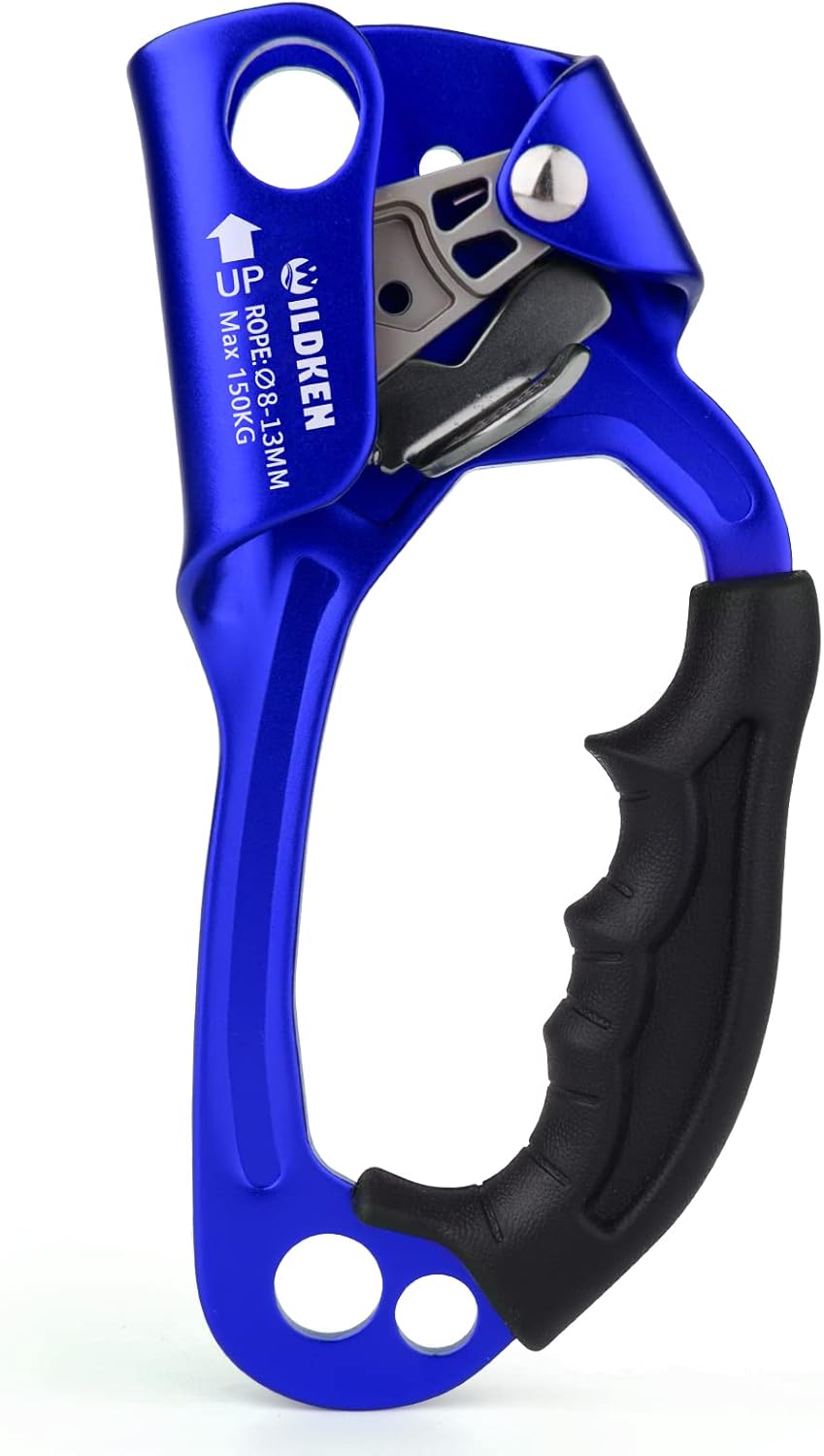 WILDKEN Climbing Hand Ascender Outdoor Mountaineering Tree Arborist Climbing Rappelling Equip Hand Ascender for 8-14MM Rope Left Right Hand Ascender