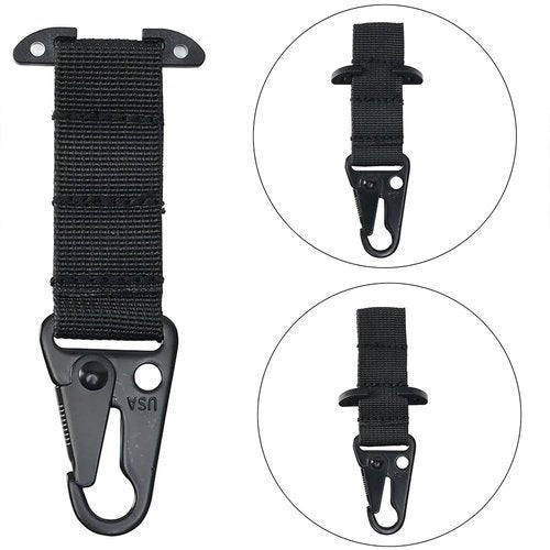 Zamudam T-Mount Molle Webbing Clash Hook Tactical Gear Clip Hanging Carabiner, Outdoor Cummerbund Belt Backpack Vest Metal Hook for Gloves Keychains EDC Accessories (3 Packs Black)