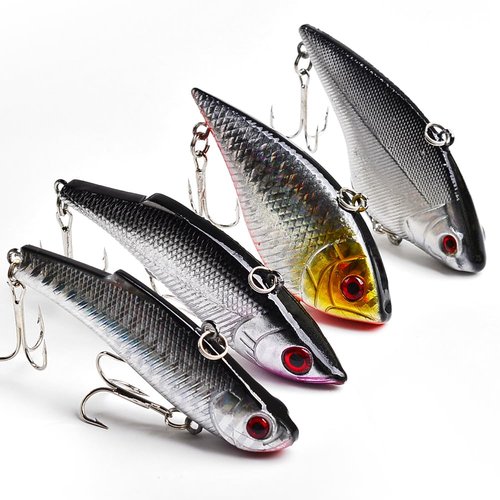 BAIKALBASS Fishing Lures Kits - Hard Baits Frog Popper Minnow Pencil Jerkbaits VIB Crankbaits Topwater Floating Lures Plugs Assorted Bass Fishing Tackle Sets Gray (057-50pcs)