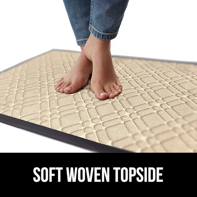 GORILLA GRIP 100% Waterproof All-Season WeatherMax Doormat, 47x35, Durable Natural Rubber, Stain and Fade Resistant, Low Profile, Indoor Outdoor Door Mats, Easy Clean Patio Entrance Mat, Modern Latte