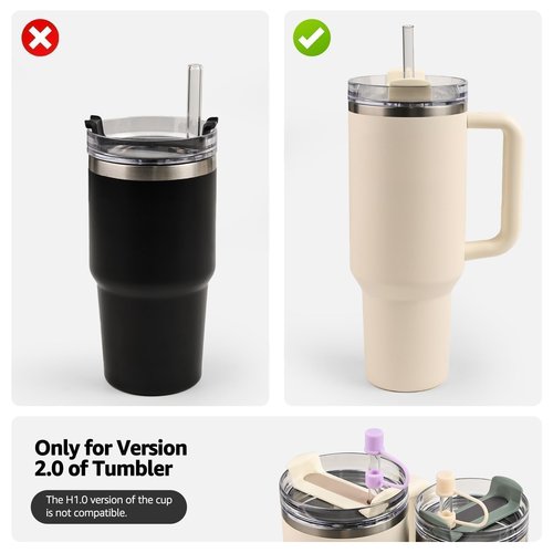 MOLOSLEEVE Straw Toppers - Silicone Dust-Proof Caps for Stanley Cup Accessories 40oz, 30oz, 20oz (Clear)