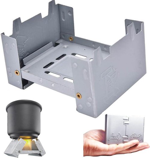 Folding Mini Pocket Stove & Emergency Portable Ultralight Camp Stoves for Backpacking, Camping, Emergency Prep Fit for Pans,Pots,Cups(not include Alcohol)