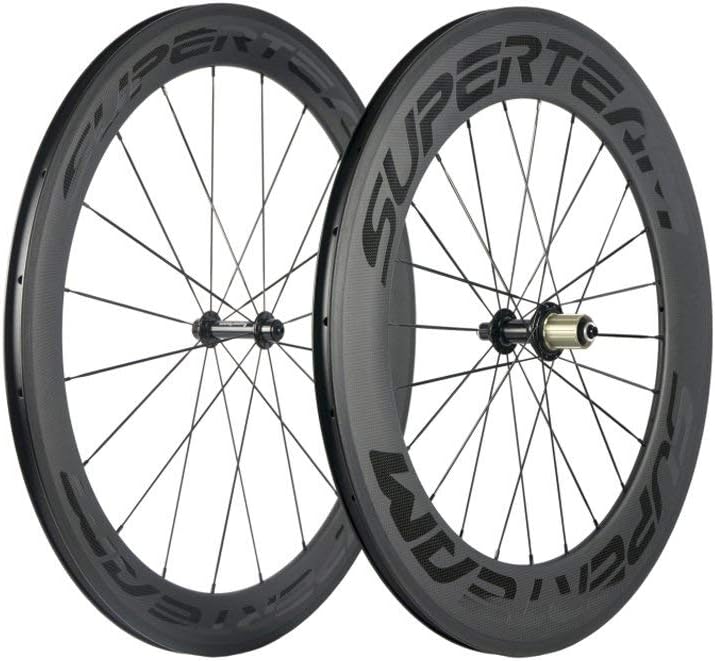 Superteam 700c Carbon Bicycle Wheel Front 60mm Rear 88mm Clincher Wheelset with Transparent Decal