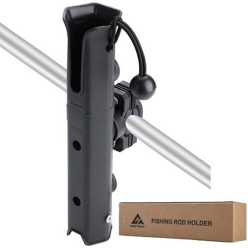 GearTrust Pole Mount Fishing Rod Holder for Bike, Adjustable Fishing Pole Holder for Bike with Mount Clamp, Rod Rack for Bicycle, Boats, Golf Cart, Fishing Chair, ATVS, Carts(Carbon Black)