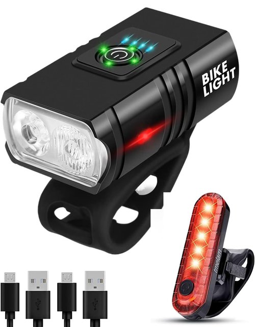 Bike Lights Front and Back for Night Riding, LED USB Rechargeable Bicycle Lights, Blinkers Bike Headlight and Tail Light Set, Fast Charging, Easy to Install