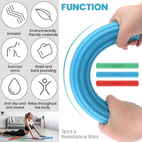 Flex Bar for Tennis & Golfers Elbow Therapy - 3 Resistance Levels, Relieve Tendonitis, Wrist & Forearm Pain, Improve Grip Strength | 3-Pack Physical Therapy Bar for Athletes, Rehab & Home Use