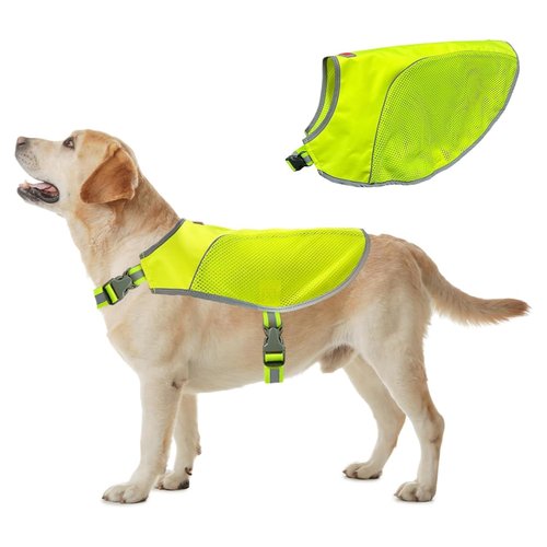 KONG Sport Hiker High Visibility Dog Safety Vest, Reflective Jacket Apparel for Low Light Conditions Outdoors, Walking, and Running, Small Medium and Large Dogs (Small), Neon Green