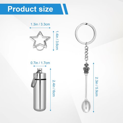 Zoolum 2 Pack Pill Holder with Mini Spoon - Lightweight Carry-On Mini Spoon Keychain,Perfect Keychain Pill Holder for Daily Essentials,Waterproof & Ideal for Outdoor Camping & Hiking