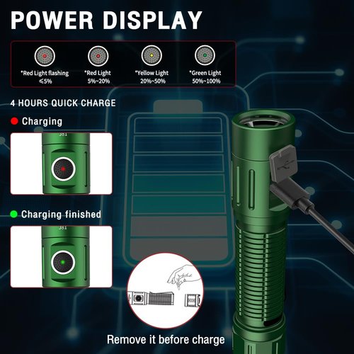 MIJOMI J81G Tactical Rechargeable Flashlight with Holster, 1300 Lumen Super Bright IP68 Waterproof Dual Button Flashlight for Tactical Games Outdoor