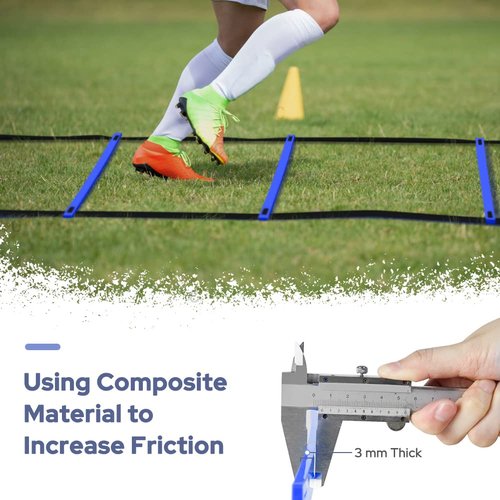 GHB Agility Ladder 1 Pack and 7 Inch 12 Pack Soccer Cones 2 Carrying Bag