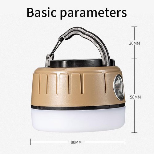 BY-J LED Camping Lantern Rechargeable 310LM, 4 Light Modes, Portable Waterproof Tent Light, Lightweight Emergency Light for Hurricane, Power Outages, Home, Hiking, Water-Resistant, Beige