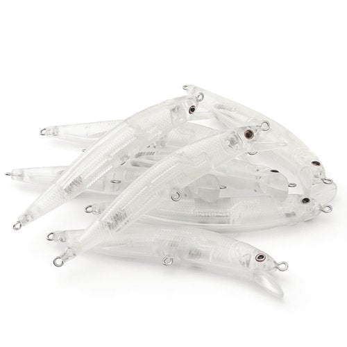 OriGlam 20pcs Lure Blanks Unpainted Fishing Lures, Blank Unpainted Minnow Crankbaits, Topwater Fishing Blanks Lures with 3D Fishing Eye for Salmon Trout Bass