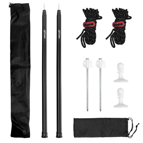 GEEWAY 2 Pcs 77 Inch Tarp Poles for Camping, Heavy Duty Telescoping Tent Pole, Aluminum Adjustable Tent Poles for Outdoor Activity, Wilderness Adventure and RV Travel (Black)
