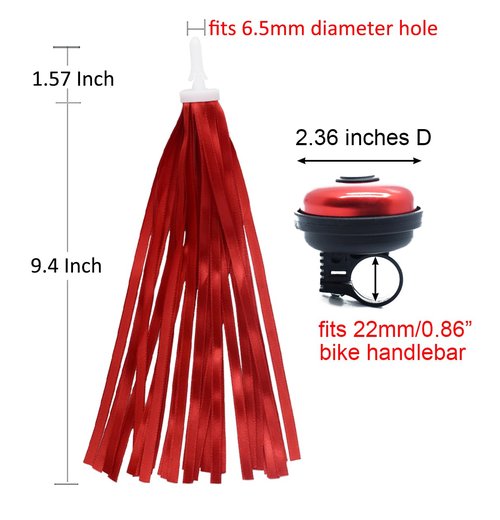 Red Bike Bell Red Bike Streamers Ribbon Bicycle Tassels for Bike Handlebar Decorations
