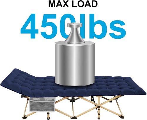 Camping Cot, 450LBS(Max Load), Portable Folding Outdoor Bed with Carry Bag for Adults Kids, Heavy Duty Cot for Traveling Gear Supplier, Office Nap, Beach Vocation and Home Lounging (Grey)