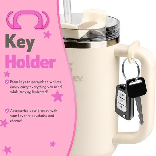 Stanley Cup 3-Pack Accessories - 40oz & 30oz Tumbler with Clip-On Handle, Ring, Chapstick & Key Holders