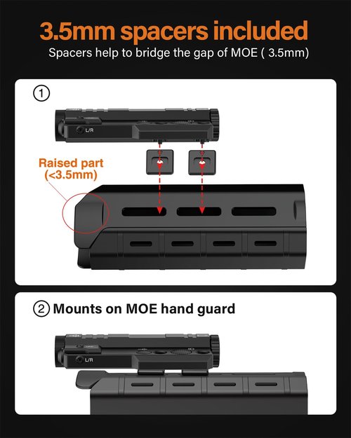 TOUGHSOUL Mlok Picatinny Tactical Flashlight Laser Sight Combo, 2400 Lumen Max Light with Green Laser, Momentary Strobe Function Rchargeable Battery Included