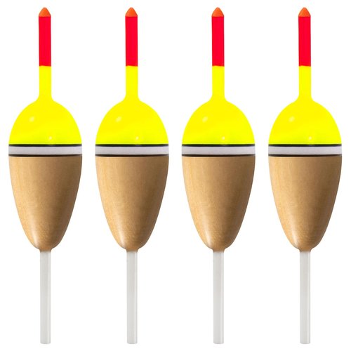 Alwonder 4-Pack Bobbers for Fishing, Buoyant Balsa Wood Body Slip Bobbers Floats, Oval High Sensitive Slip Bobber for Fishing Crappie Bluegills Trout Bass Panfish Catfish Walleyes 2.2"