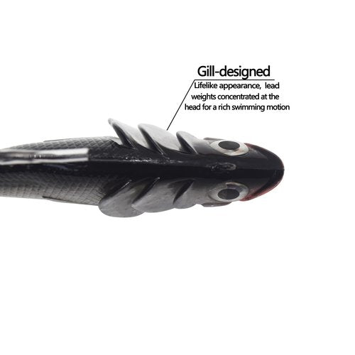 Big Jig Worm Lures Swimming Bait Soft Plastic Fishing Lure for Bass, Crappie, Trout, Pike, Sea Bass, Redfish, Striper,Fishing Lures for Freshwater & Saltwater (Black Glitter-1 Piece)