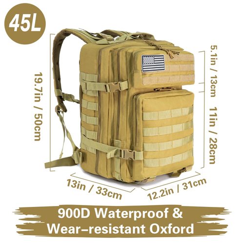 NWT XPEDITION Tactical Backpack, Stronger Military Laptop Backpack for Work, Molle Bag for Weekender Travel Hiking Camping Khaki