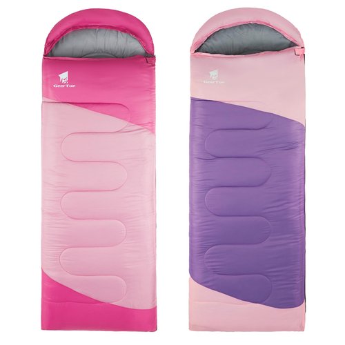 GEERTOP Backpacking Sleeping Bag for Camping, Lightweight Sleeping Bags for Adults Kids Summer Warm Cold Weather Hiking Travel, (Blossom Pink, 86.5'' x 29.5'')