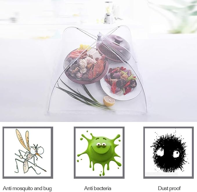 (3Pack) Pop-up Picnic Food Tent Covers, 17x17Inch Foldable Mesh Screen Food Covers for Outdoors, Reusable Food Cover Net Keep Out Flies, Mosquitoes…
