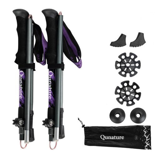 Qunature Trekking Poles Lightweight Hiking Poles Collapsible 7075 Aluminum Walking Sticks for Men Women Seniors, Trekking Poles for Backpacking Gear, Hiking, Camping, Mountaining, Walking