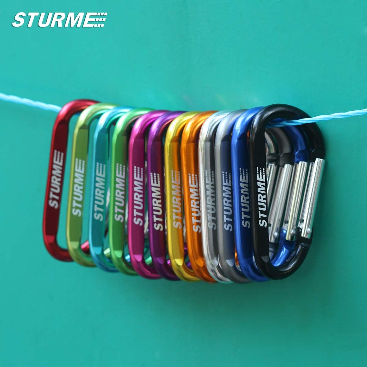 STURME 12pcs Carabiner Clip 3" Small Durable Carabiner Keychain Carabeaner Hooks