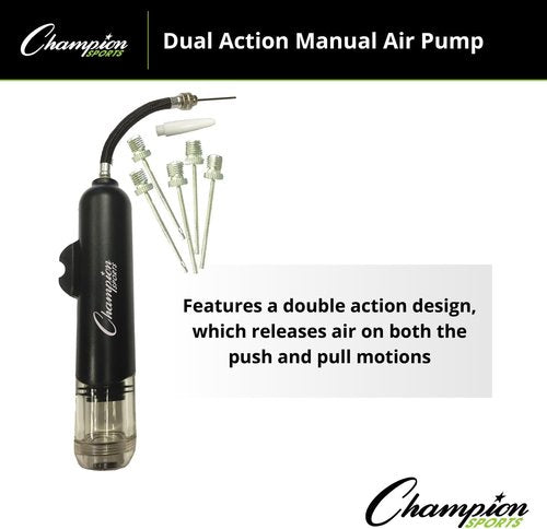 Champion Sports Dual Action Hand Air Pump, Small, Black
