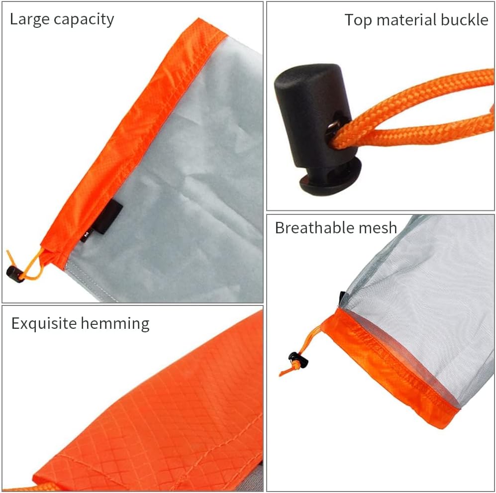 Mesh Storage Bag, Durable Nylon Drawstring Bag, Outdoor Storage Bag, Camping Essentials, Lightweight Hiking Bag, Travel Gear Organizer, for Camping, Hiking, Travel, and Picnic