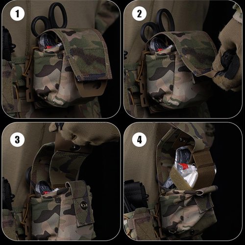 AOTUMUT MOLLE Quick-Pull Medical Pouch,Rip Away Tactical Bleeder First Aid Pouch Belt Medical Shears Holder Empty IFAK Pouch Security Survival Gear