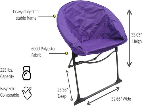 Impact Canopy Luna Lightweight Portable Folding Dorm Chair, Gray
