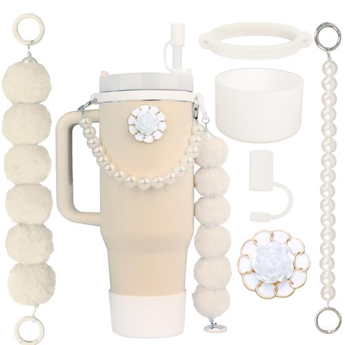 Stanley cup accessories set contains a water bottle handle strap silicone straw cover silicone cup boot pendant accessory accessories