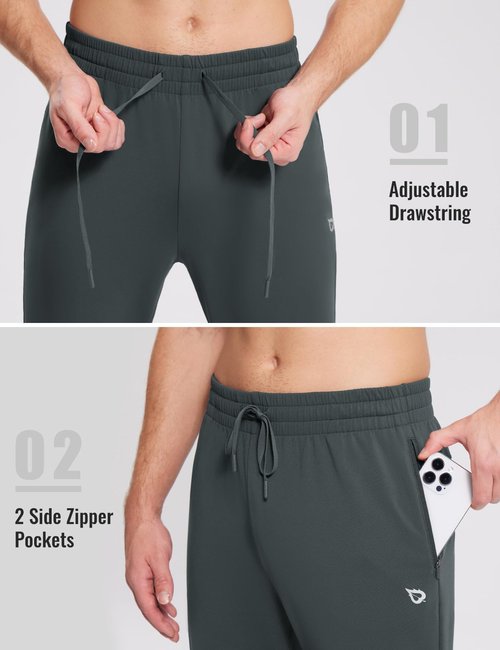 baleaf Mens Hiking Pants Fleece Lined Sweatpants Thermal Workout Joggers Running Athletic Winter Cold Weather Gear Dark Gray 3XL
