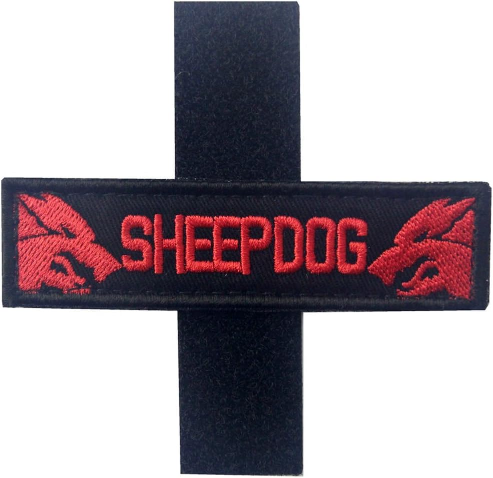 Sheepdog Tactical Military Embroidered Morale Hook & Loop Patch - Red
