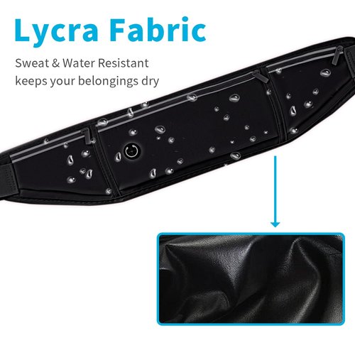 JUCURRI Slim Running Belt for Women Men,Runners Fanny Pack Phone Holder,Money Belt,Running Gear Accessories,with 3 Pockets(Black)