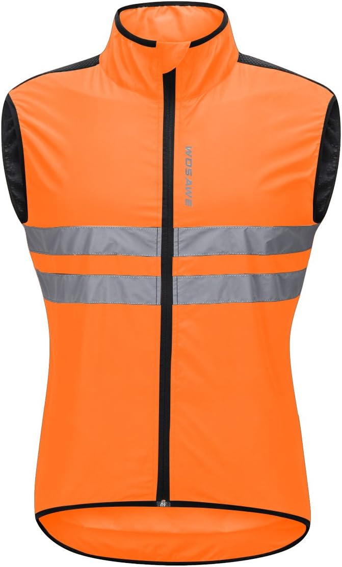 WOSAWE Men's High Visibility Cycling Wind Jacket Water Resistance Reflective Windbreaker