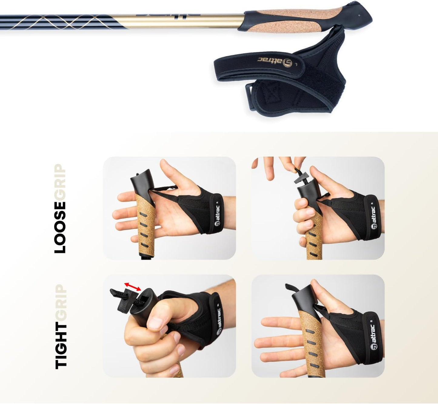 PowrX Click & Go Trekking Poles with Anti-Shock Cushioning - Adjustable Nordic Walking Sticks for Hiking & Snowshoeing - Collapsible & Durable Aluminum - Ideal for Seniors, Women & Men - ‎28"x 5"x2"