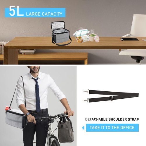 TOURSLOV Bike Handlebar Bag, 7" Bike Phone Holder, Water-resistant Bike Basket, Bicycle Front Storage Bag, Bike Frame Bag for MTB Racing Road Bike, with Shoulder Strap and Rain Cover (Grey, Large)