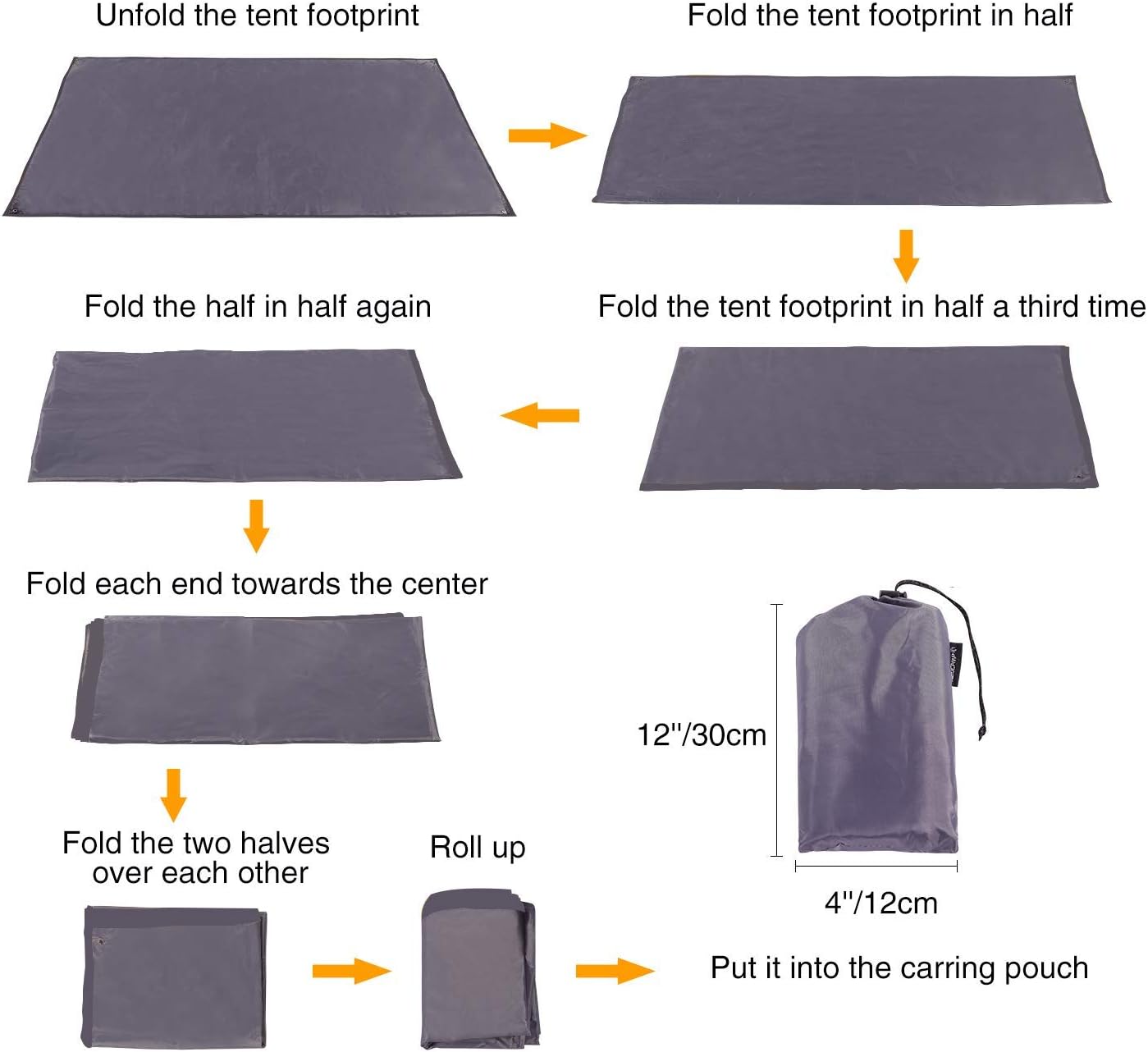 REDCAMP Waterproof Camping Tent Tarp - 83" x83'', 4 in 1 Multifunctional Tent Footprint for Camping, Hiking and Survival Gear, Lightweight and Compact