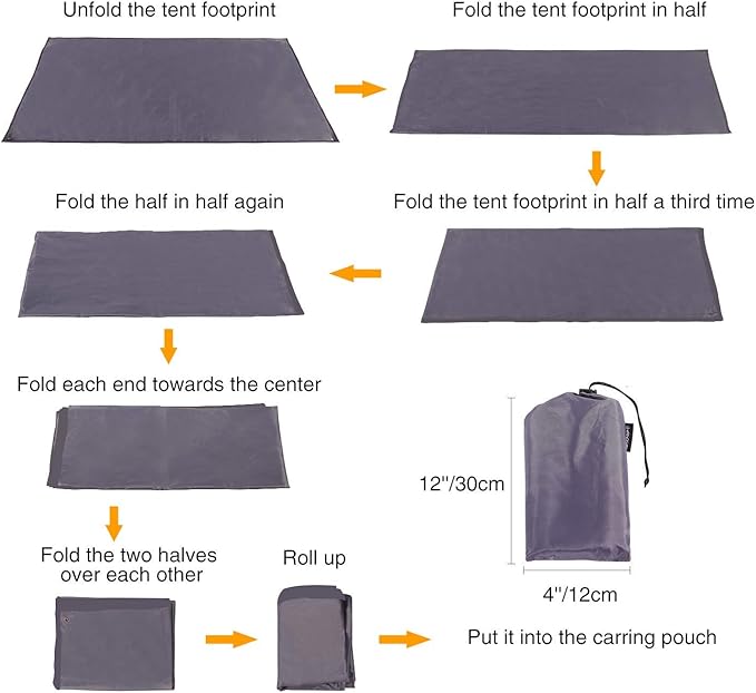 REDCAMP Waterproof Camping Tent Tarp - 83" x83'', 4 in 1 Multifunctional Tent Footprint for Camping, Hiking and Survival Gear, Lightweight and Compact