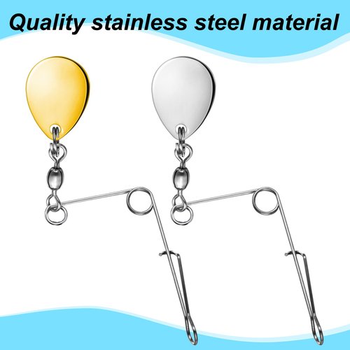 Sumind 40 Pieces Fishing Spinner Blades Spinner Bait Smooth Spoons Rigs Fishing Spoons Blades Lures Accessories(Silver Gold)