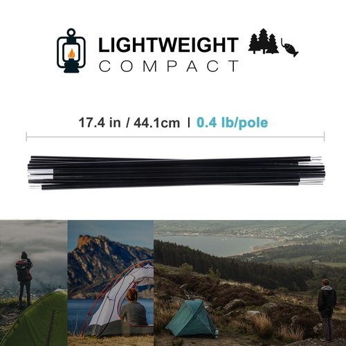 Tentilt Tent Poles Replacement, 113 inches 9.4ft Preassembled Tent Rod, 7.9mm (5/16") OD 7001 Series Aluminum Alloy, Lightweight & Durable, Gray Color 2 Poles Pack
