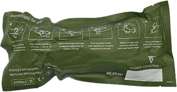 CareTac 6" Israeli-Style Emergency Trauma Compression Bandage – Elastic Pressure Wound Dressing, Sterile & Vacuum-Sealed for Bleed Control, Combat, Tactical First Aid Kit, Medical IFAK, & Military 4pk