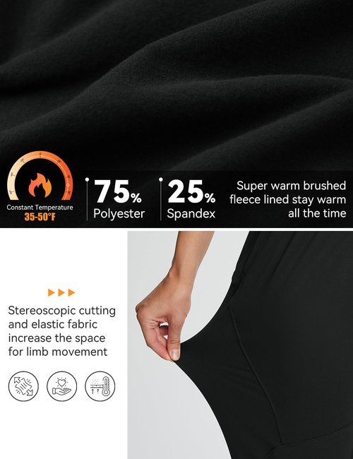 baleaf Fleece Lined Joggers Women Waterproof Hiking Pants Thermal Sweatpants Warm Cold Weather Running Gear Jogging Black S