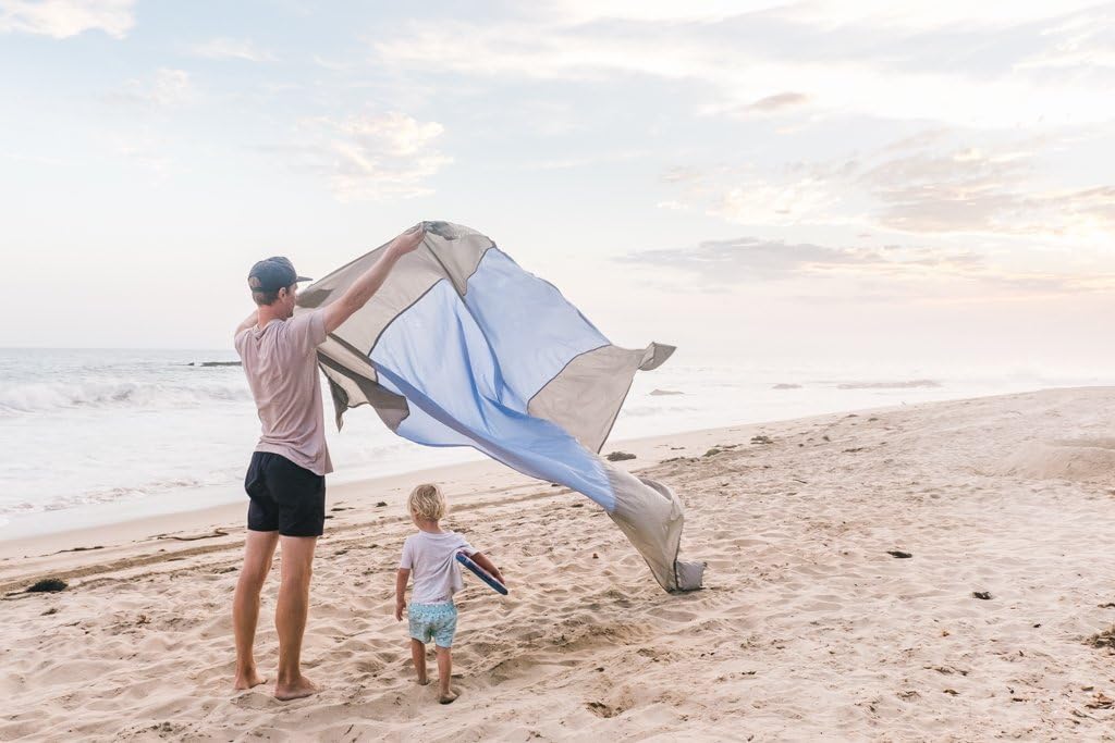 Seaview 180° Beach Blanket Waterproof Sandproof, Extra Large 6"x7" Sand Free Beach Mat for 1-6 Adults, Oversized Outdoor Blanket with 4 Sand Pockets, Portable Lightweight Packable - Picnic Mat