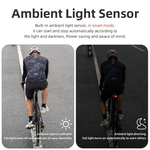 Smart Bike Tail Light with Brake Sensor - 13 LED Patterns Rechargeable Rear Bicycle Light, IPX6 Waterproof Bike Back Light for Night Riding (2 Mounts Included)