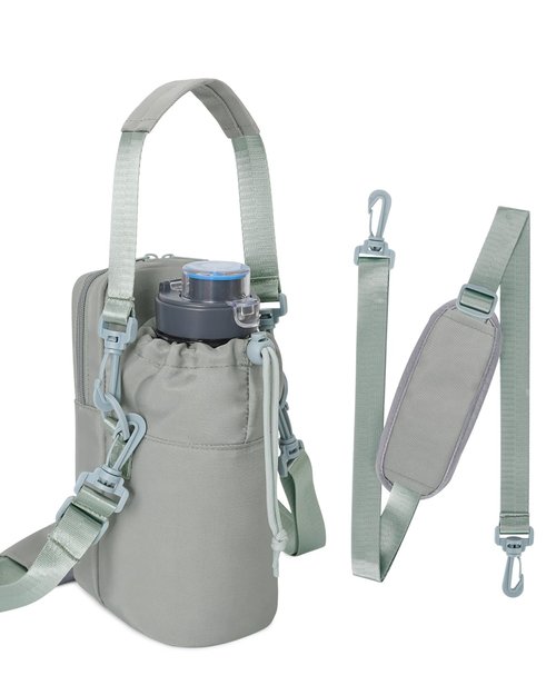 Wandering Nature Water Bottle Holder with Strap 32oz Insulated Water Bottle Carrier Bag Crossbody with Large Storage Pocket for Walking Hiking,Water-Resistant Fabric,Patent Pending