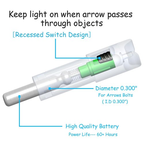 CosiComu Lighted Nocks for Crossbow with .300 Inside Diameter with ON/Off Switch Arrow nocks for Archery Hunting 6 Pack (Green)